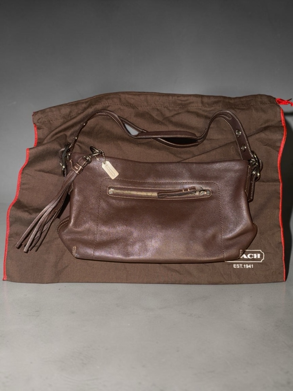 Coach Legacy Dark Brown Leather Shoulder Bag. H056-1417 w/Dustbag! - Picture 2 of 6